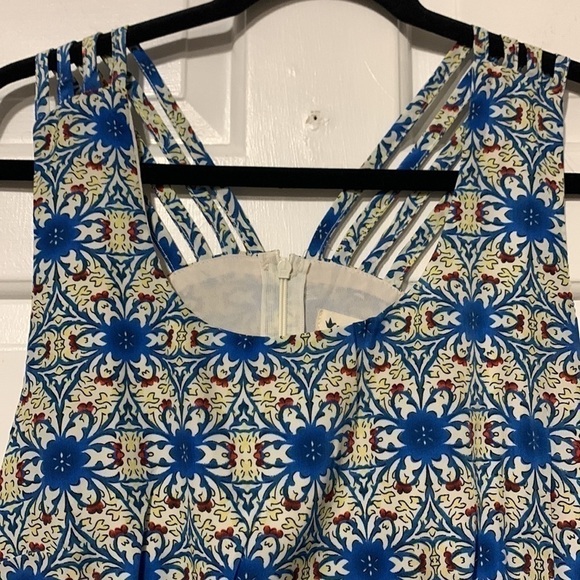 Paper Crane Blue and Beige Midi Dress - Picture 4 of 15